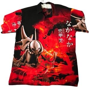 Vintage 90s Y2K MT:2 Evangelion Mecha Anime Button Up Shirt Size XL Korean Robot